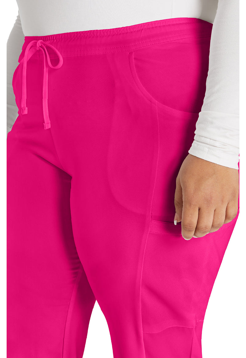 Hot Pink - Women's Mid Rise Straight Leg Drawstring Scrub Pants – Regular (View 2)
