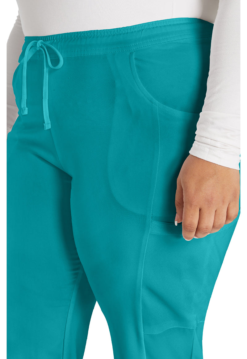 teal blue - Mid Rise Straight Leg Drawstring Pant (View 2)