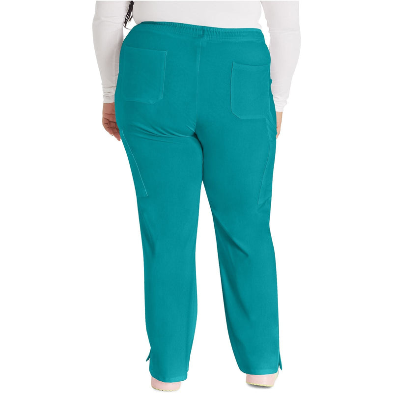 teal blue - Mid Rise Straight Leg Drawstring Pant