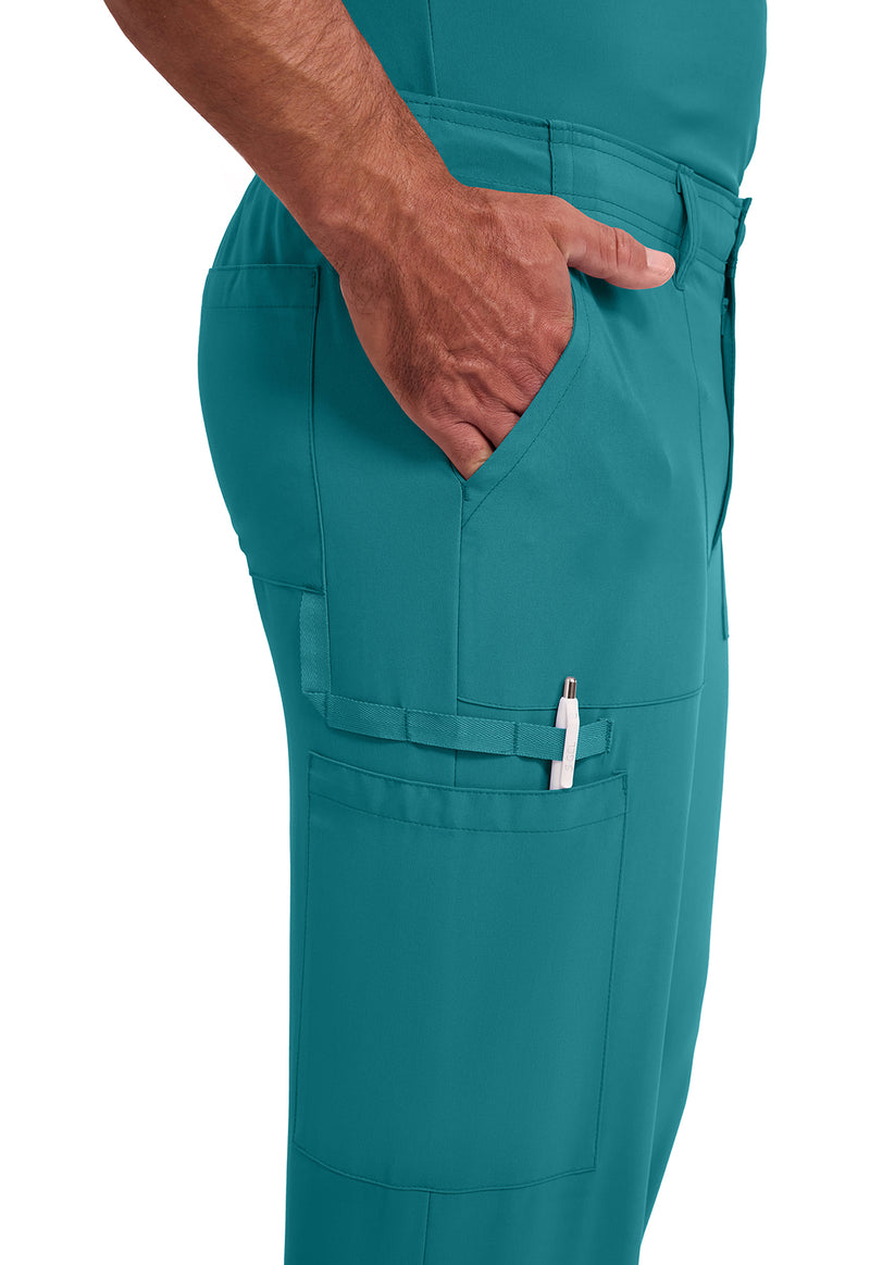 Teal Blue - Men's Natural Rise Drawstring Scrub Pants – Short (View 3)