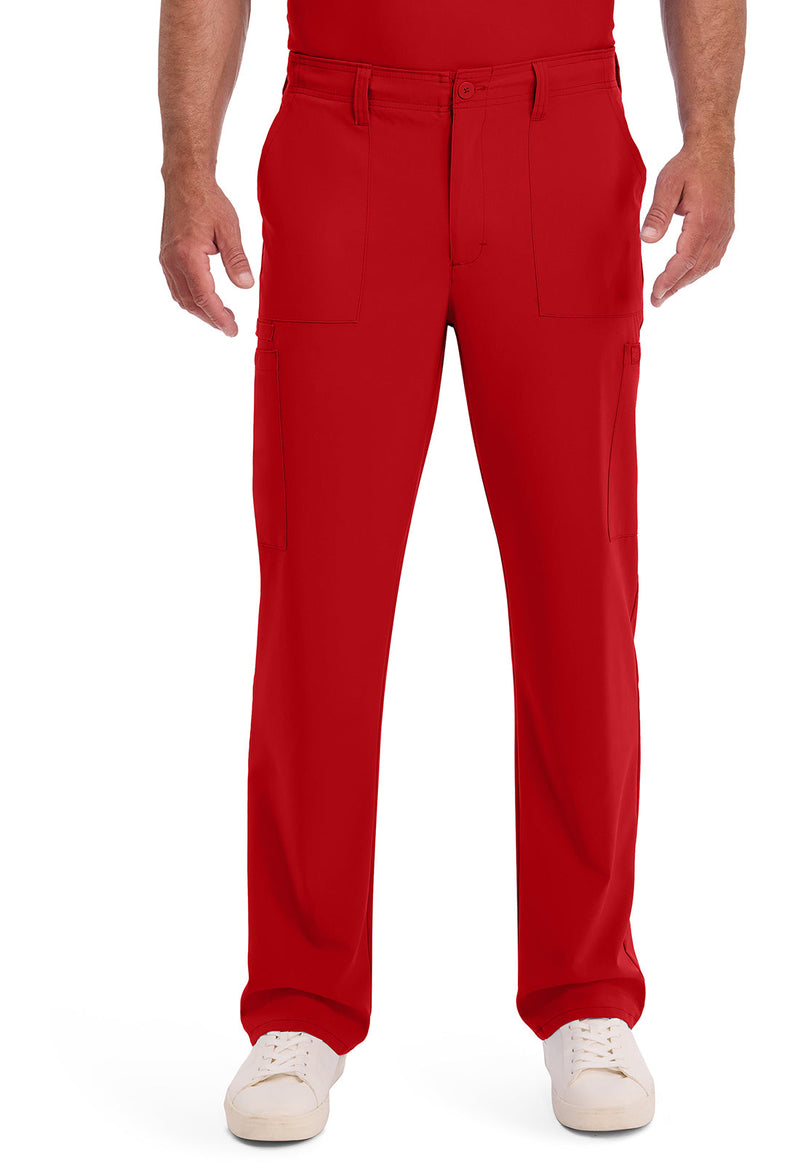 Red - Men's Natural Rise Drawstring Scrub Pants
