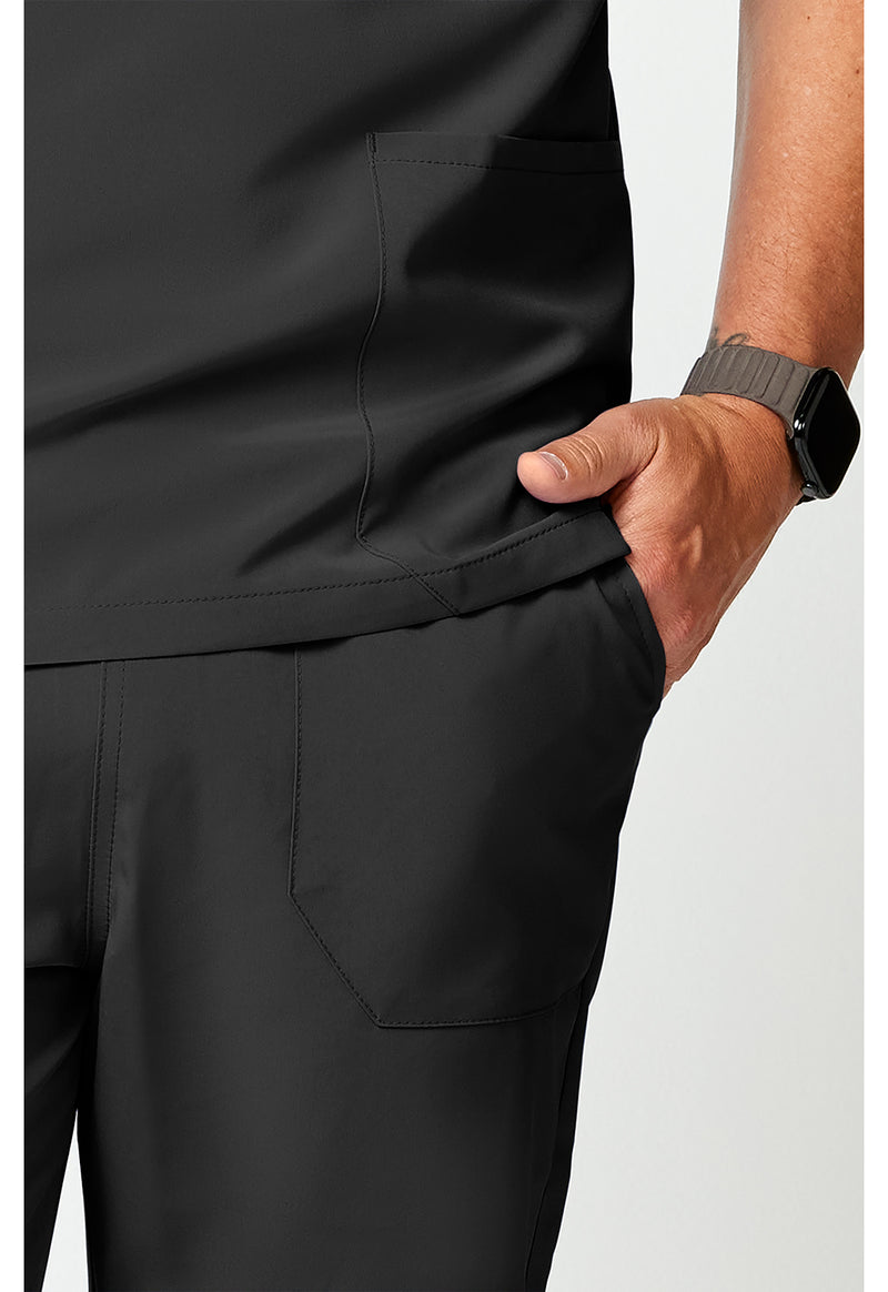 Black - Unisex Natural Rise Tapered Leg Scrub Pants (View 3)