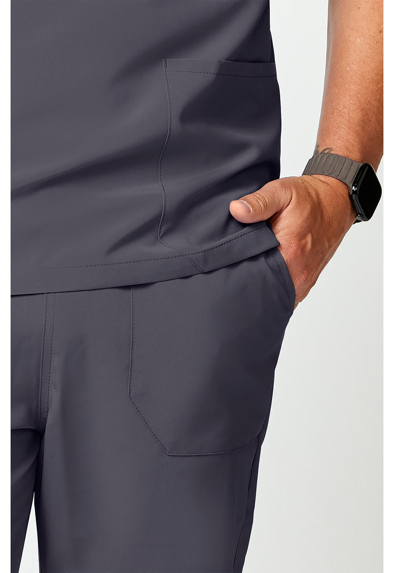 Pewter - Unisex Natural Rise Tapered Leg Scrub Pants (View 3)