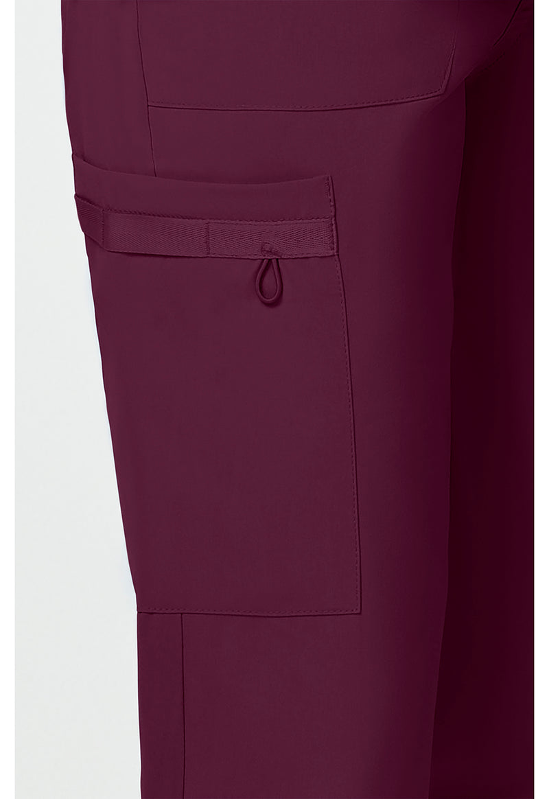Wine - Unisex Natural Rise Tapered Leg Scrub Pants (View 3)