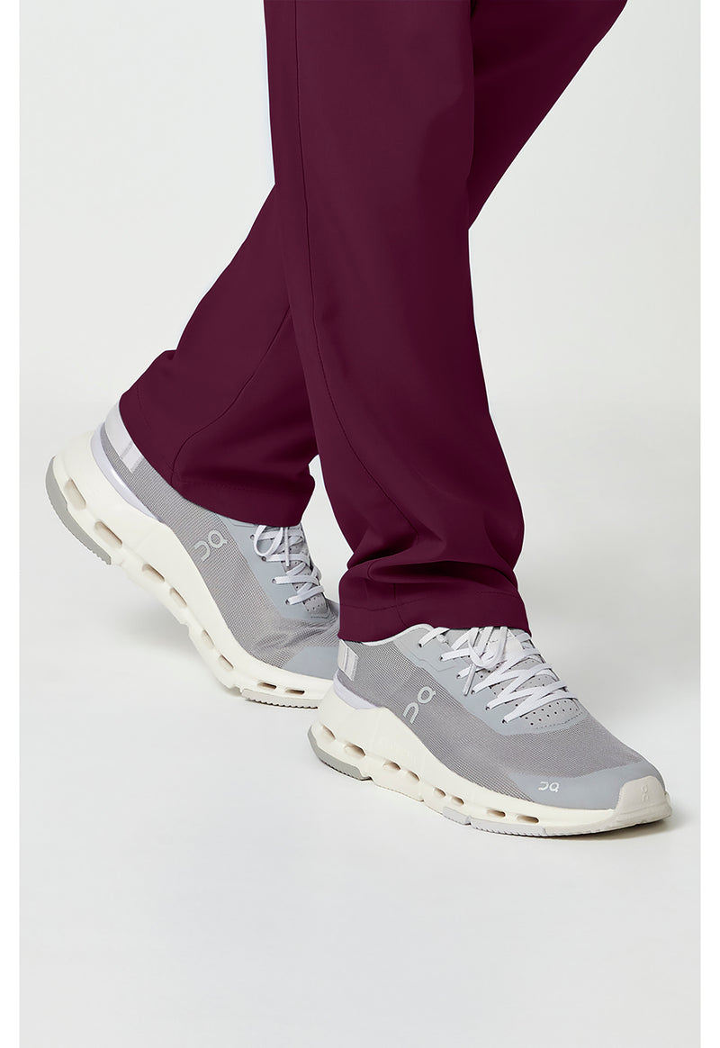 Wine - Unisex Natural Rise Tapered Leg Scrub Pants (View 4)