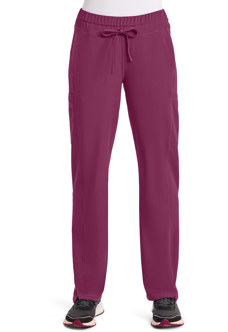 Wine - Dickies Dynamix Women Scrub Pants - Front View