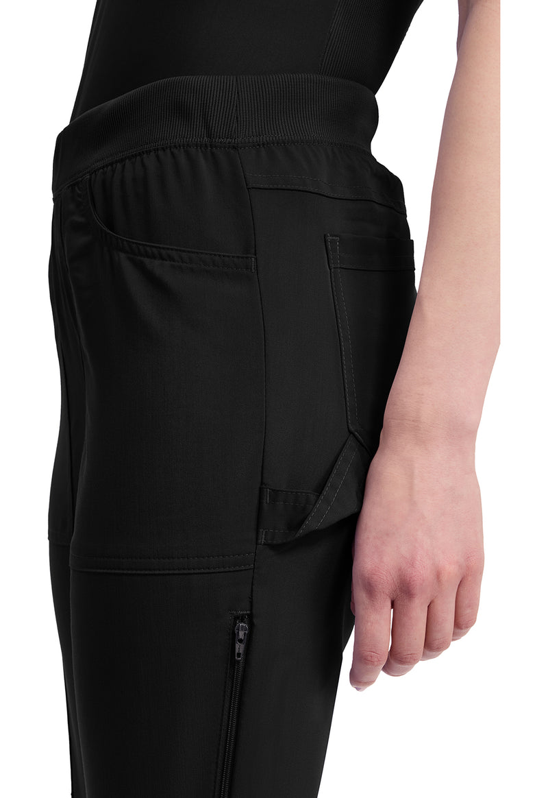 Black - Women's Mid Rise Tapered Leg Pull-on Scrub Pants (View 2)