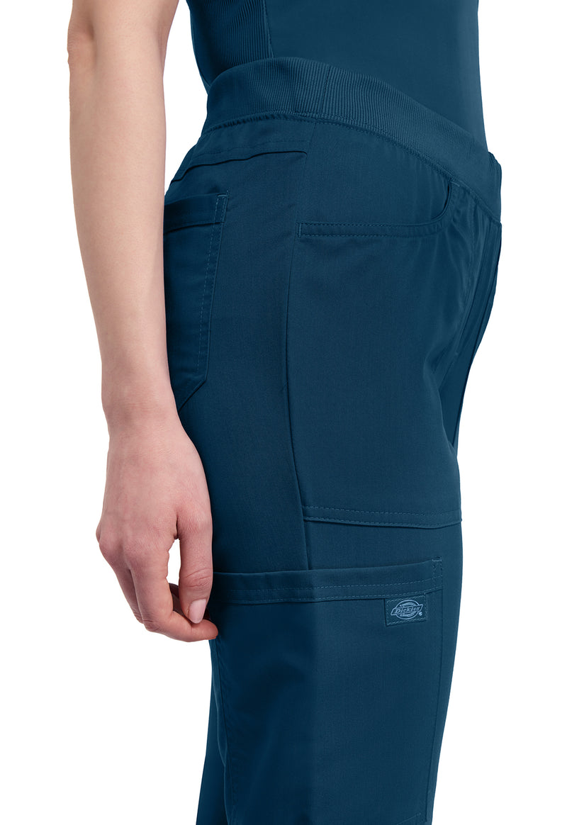 Caribbean Blue - Women's Mid Rise Tapered Leg Pull-on Scrub Pants (View 3)