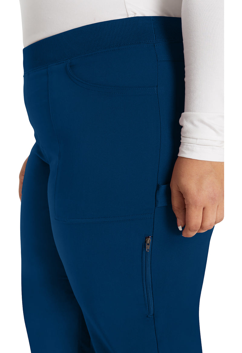 Navy - Women's Mid Rise Tapered Leg Pull-on Scrub Pants (View 4)