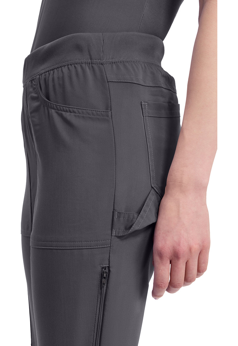 Pewter - Women's Mid Rise Tapered Leg Pull-on Scrub Pants (View 2)