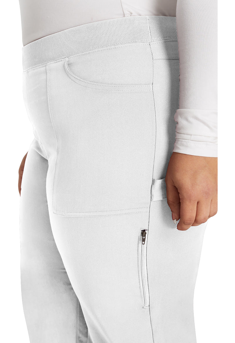 White - Women's Mid Rise Tapered Leg Pull-on Scrub Pants (View 4)