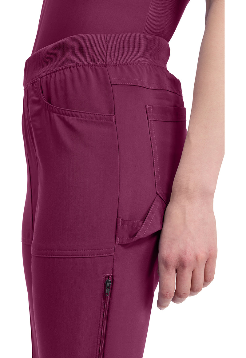 Wine - Women's Mid Rise Tapered Leg Pull-on Scrub Pants (View 2)