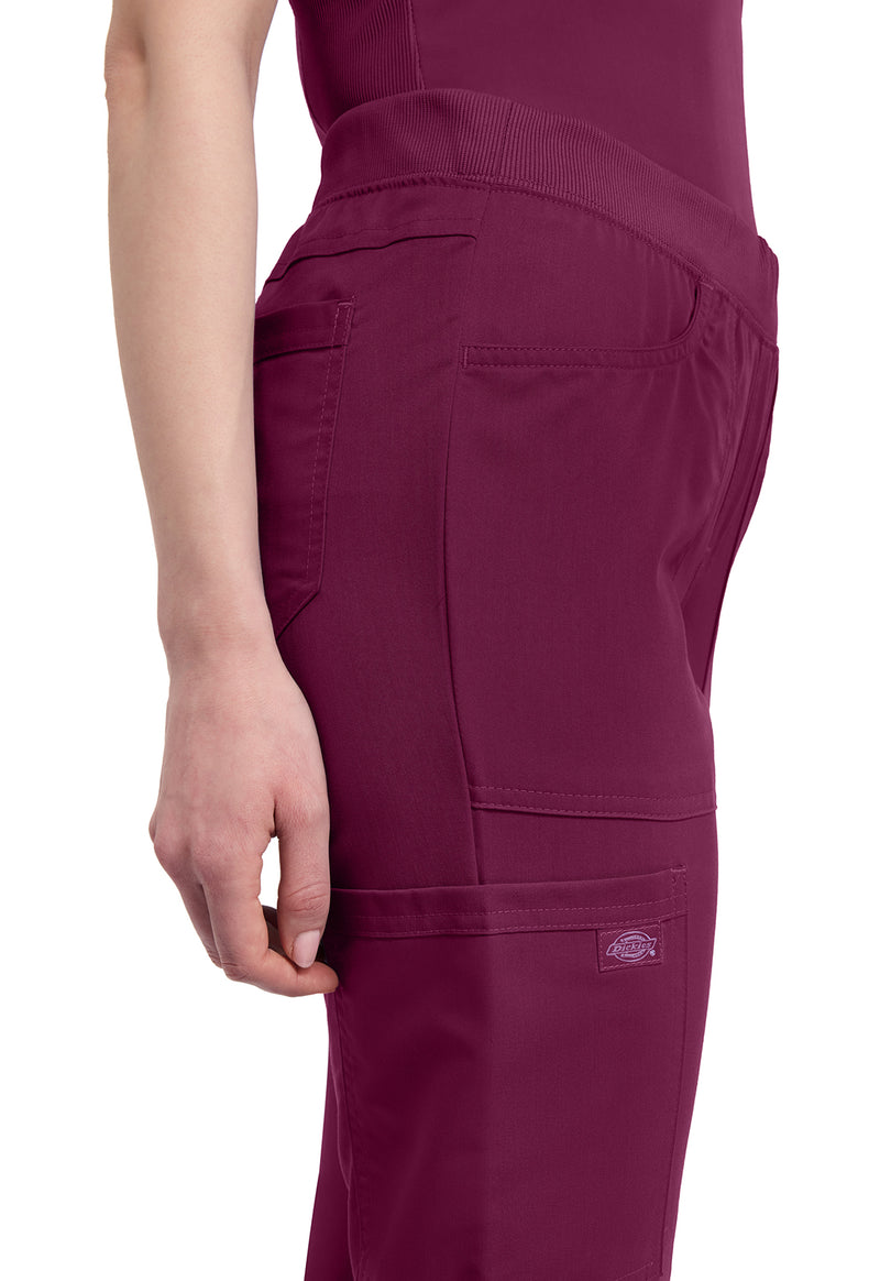 Wine - Women's Mid Rise Tapered Leg Pull-on Scrub Pants (View 3)