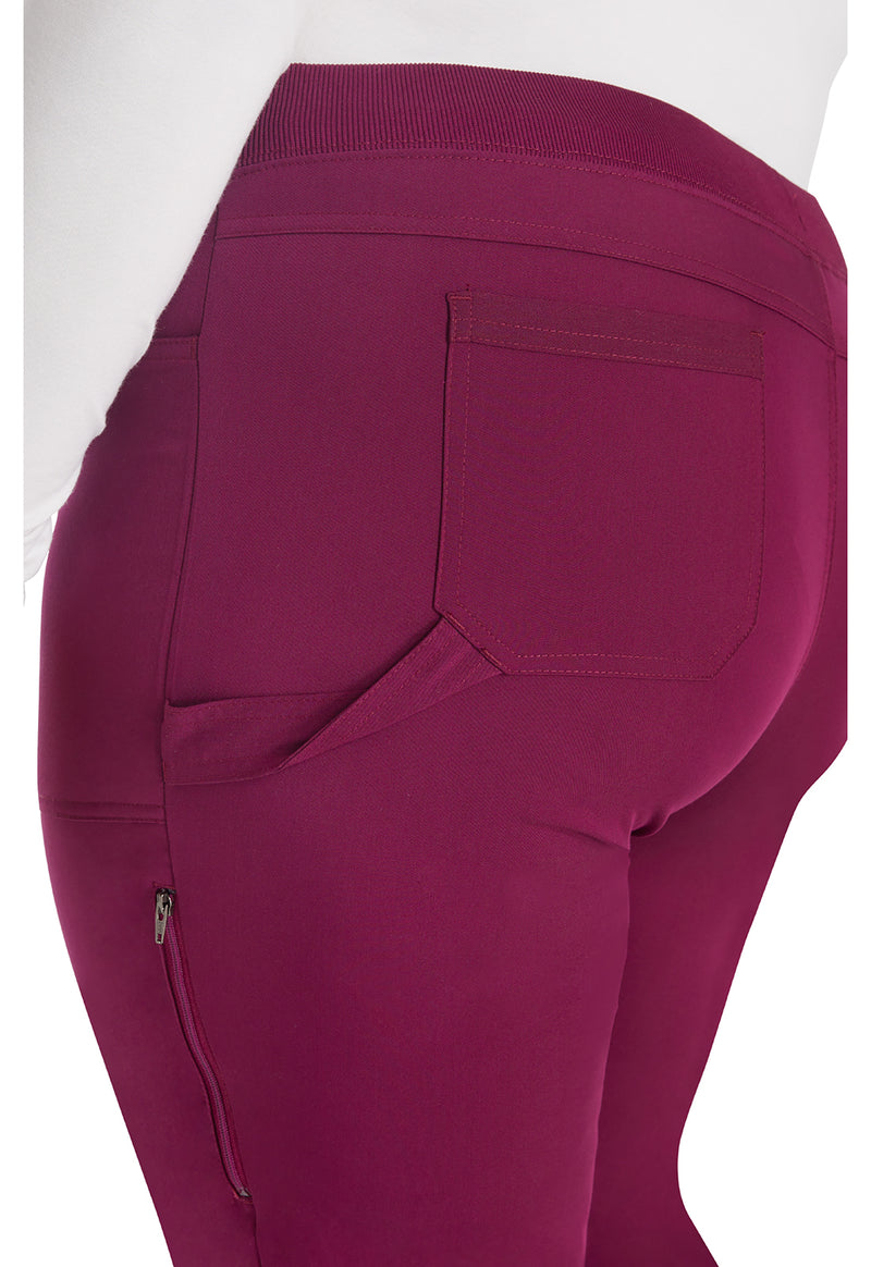 Wine - Women's Mid Rise Tapered Leg Pull-on Scrub Pants (View 4)
