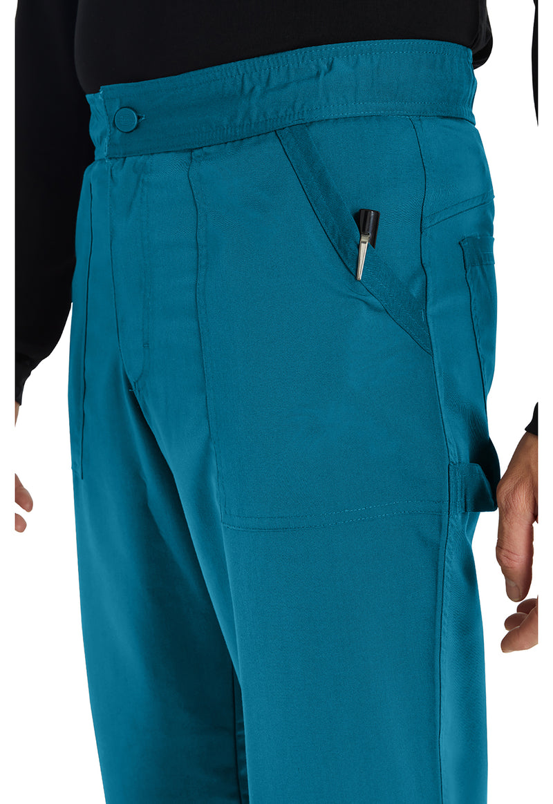 Caribbean Blue - Men's Mid Rise Straight Leg Scrub Pants (View 3)