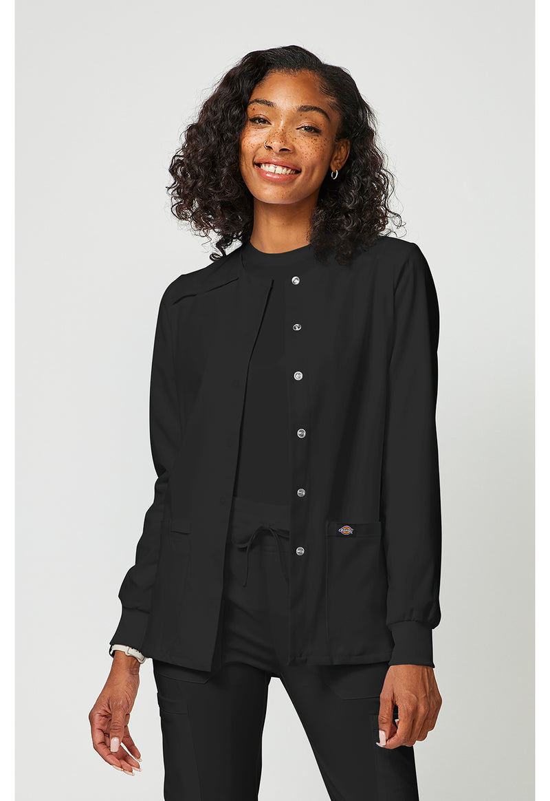 Black - Dickies EDS Essentials Women Scrub Jacket - Front View
