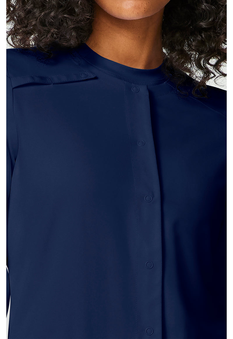 Navy - Women's Snap Front Warm-up Scrub Jacket (View 2)