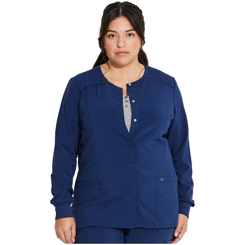 navy - Snap Front Warm-Up Jacket