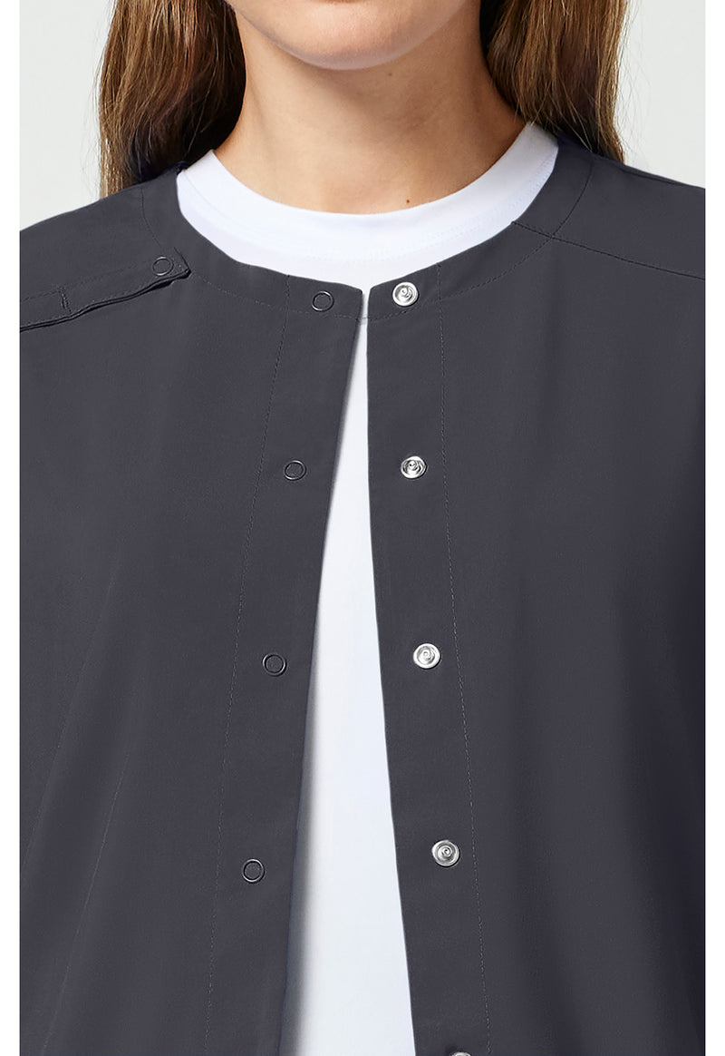 Pewter - Women's Snap Front Warm-up Scrub Jacket (View 2)