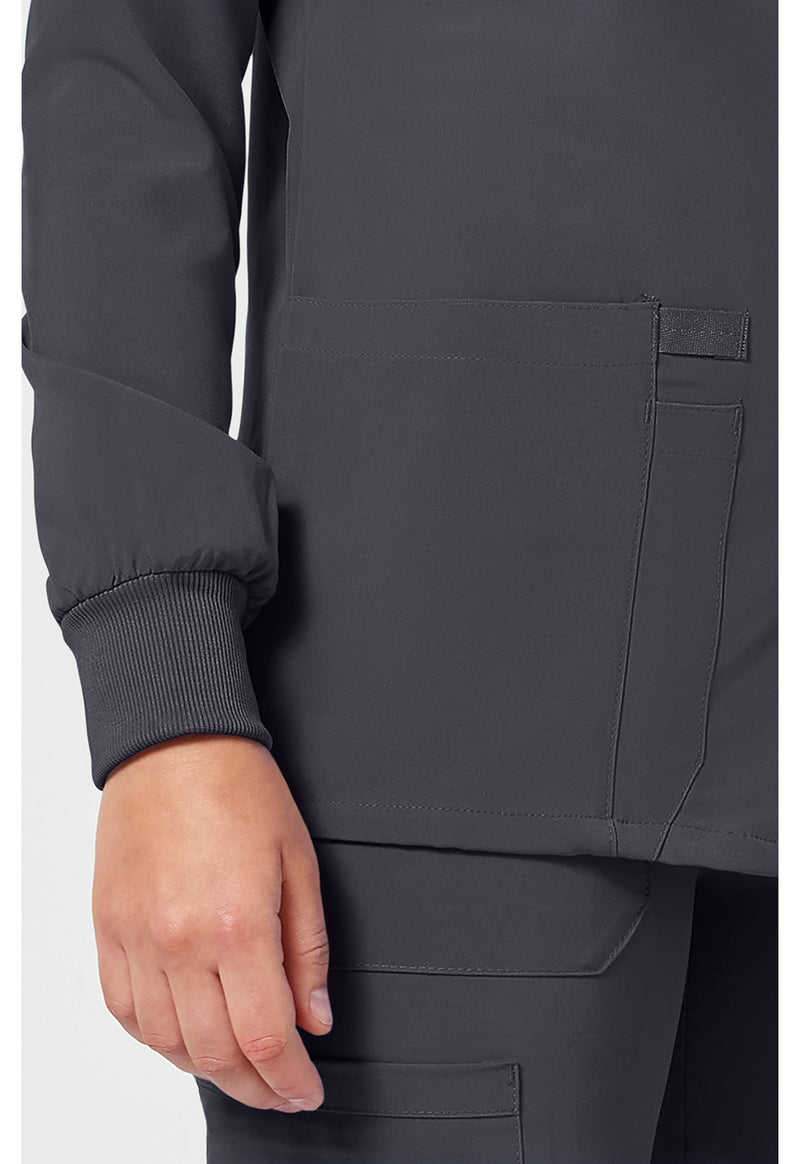 Pewter - Women's Snap Front Warm-up Scrub Jacket (View 3)