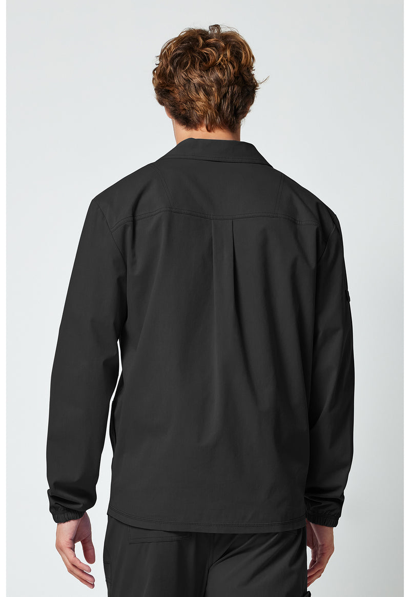 Black - Men's snap front jacket (Back)