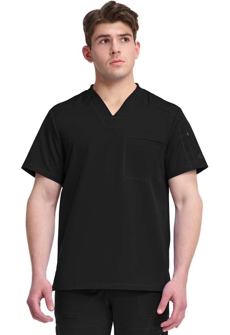 Black - Dickies Dynamix Men Scrub Top - Front View