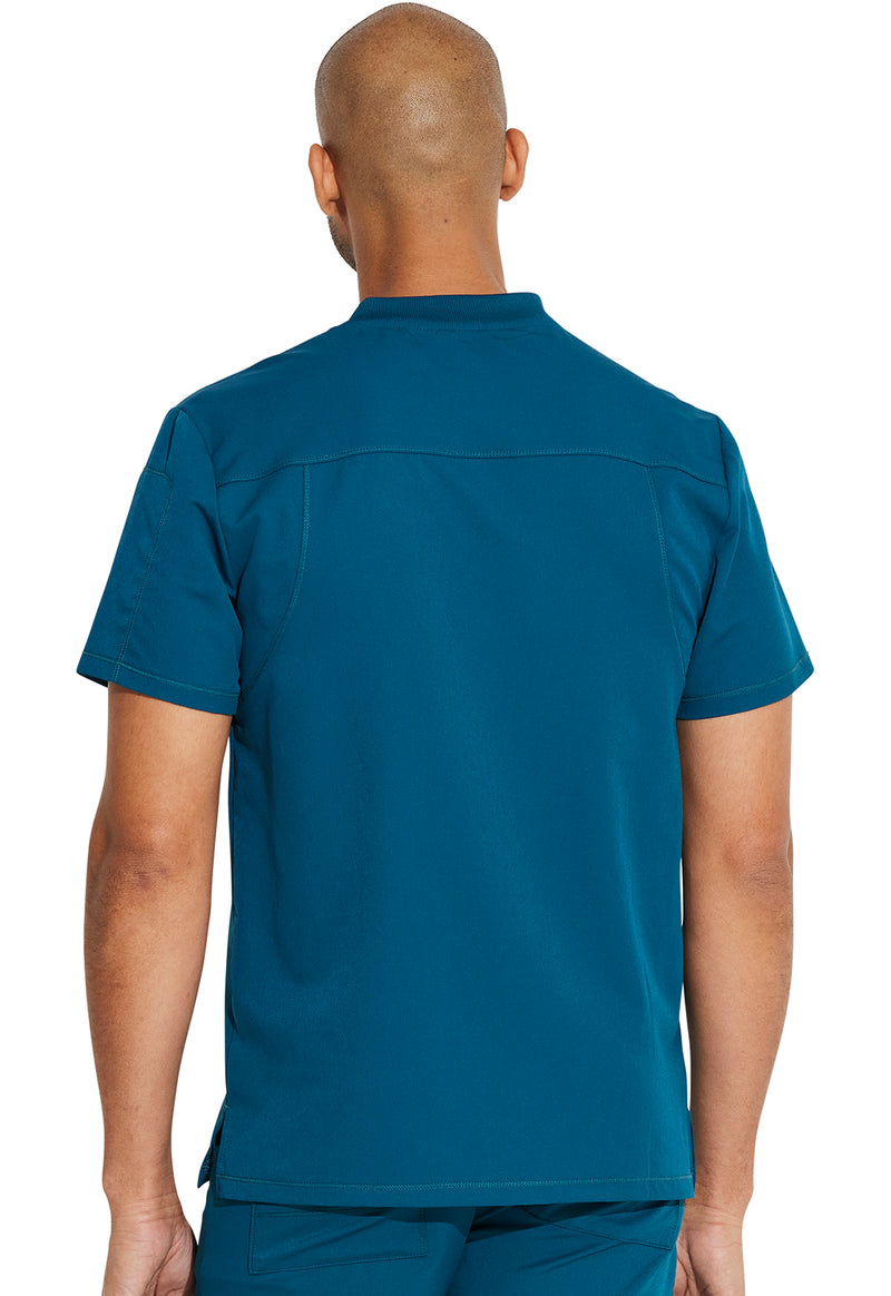 Caribbean Blue - Dickies Dynamix Men Scrub Top - Back View