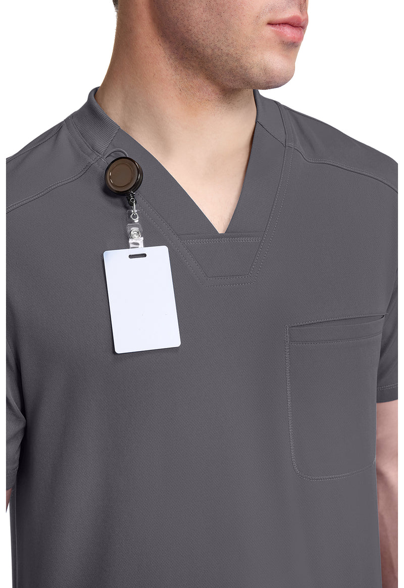 Pewter - Men's Tuckable V-Neck Scrub Top (View 4)
