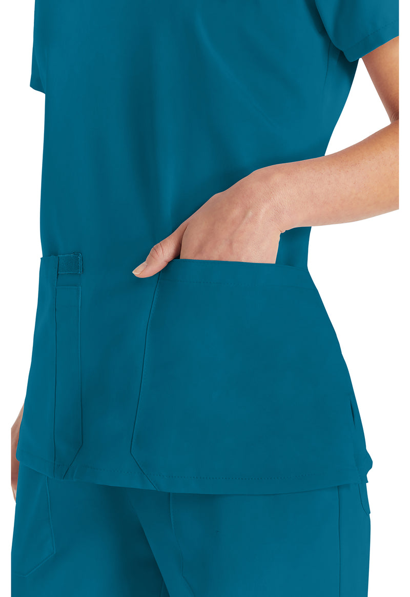 Caribbean Blue - Women's V-Neck Scrub Top (View 2)