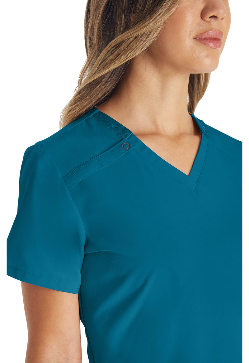 Caribbean Blue - Women's V-Neck Scrub Top (View 3)