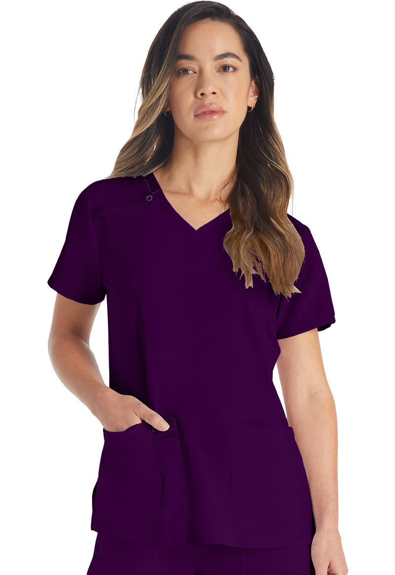 Eggplant - Dickies EDS Essentials Women Scrub Top - Front View