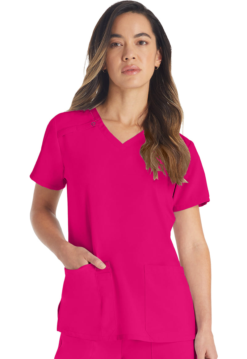 Hot Pink - Dickies EDS Essentials Women Scrub Top - Front View