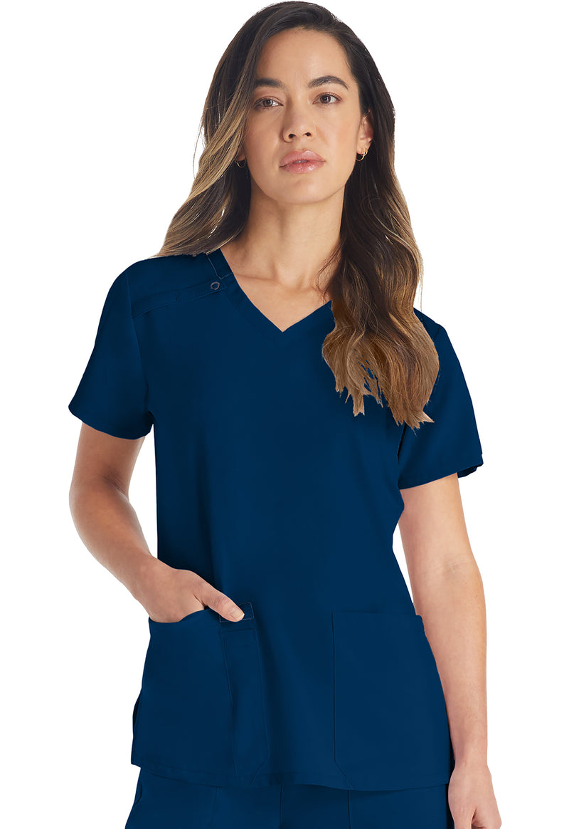 Navy - Dickies EDS Essentials Women Scrub Top - Front View