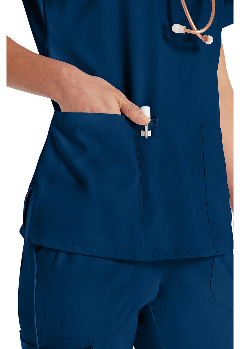 Navy - Women's V-Neck Scrub Top (View 4)