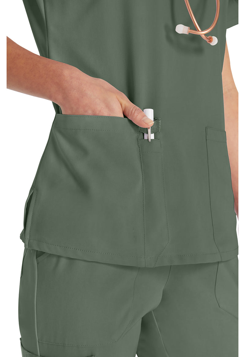 Olive - Women's V-Neck Scrub Top (View 4)