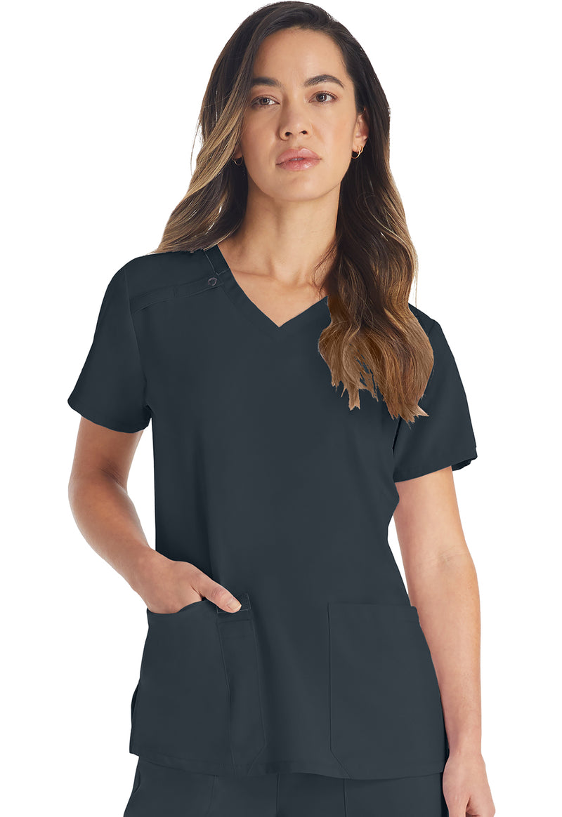 Pewter - Dickies EDS Essentials Women Scrub Top - Front View