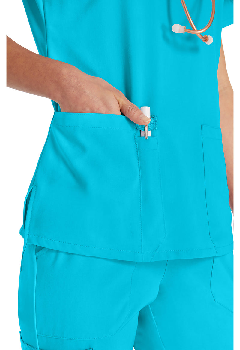 Turquoise - Women's V-Neck Scrub Top (View 4)