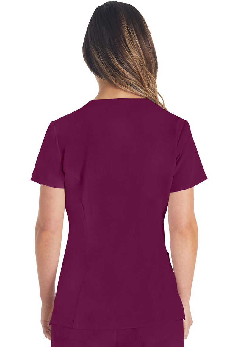 Wine - Dickies EDS Essentials Women Scrub Top - Back View