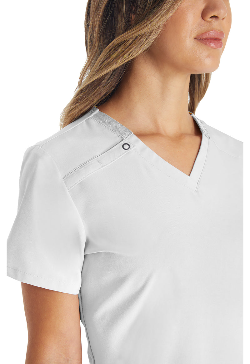 White - Women's V-Neck Scrub Top (View 3)