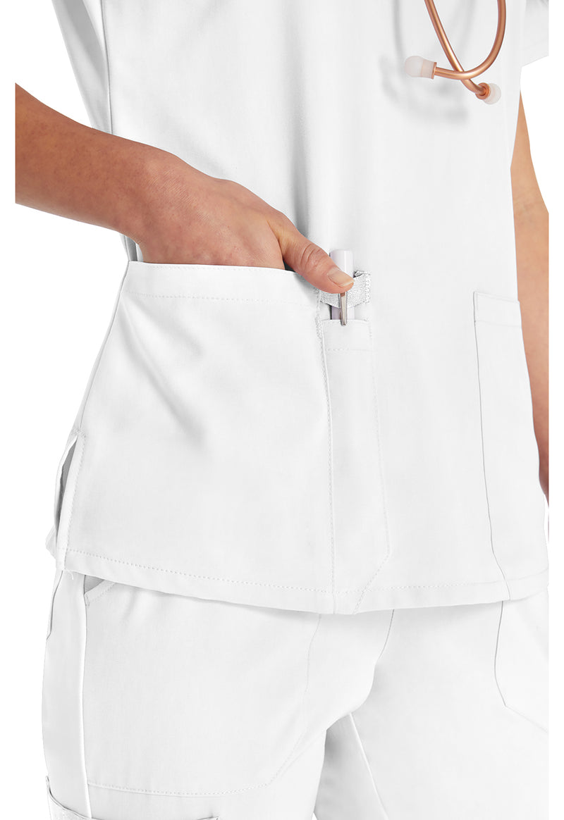 White - Women's V-Neck Scrub Top (View 4)