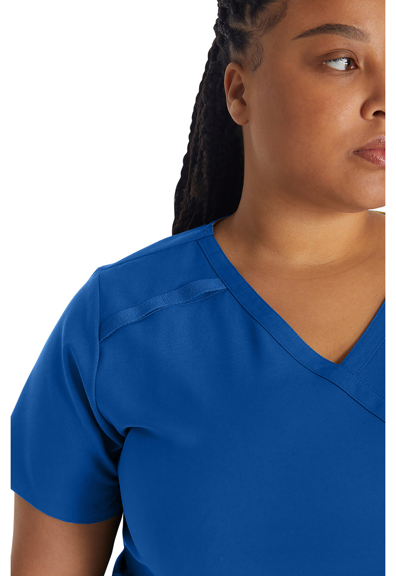 Galaxy Blue - Women's Mock Wrap Scrub Top (View 3)