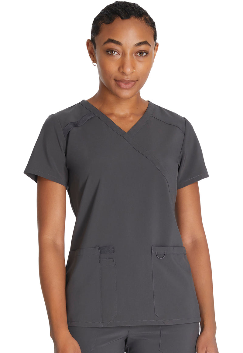 Pewter - Dickies EDS Essentials Women Scrub Top - Front View