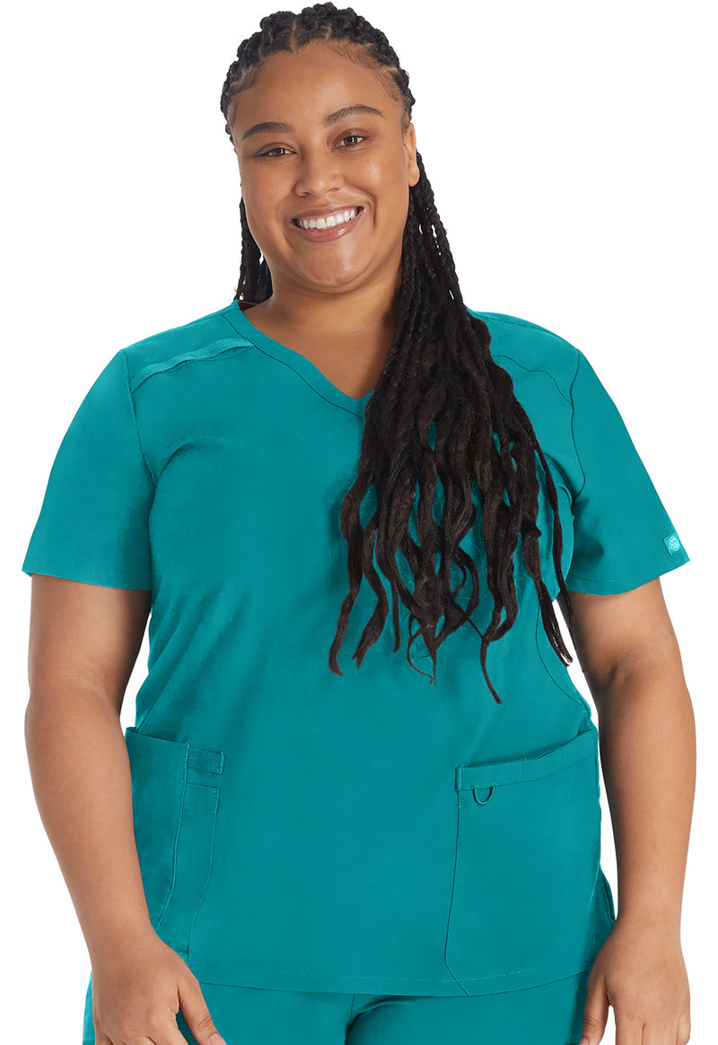 Teal Blue - Dickies EDS Essentials Women Scrub Top - Front View
