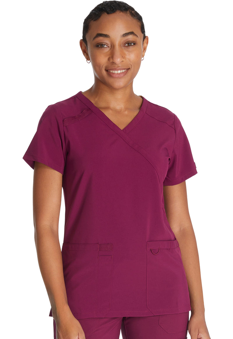 Wine - Dickies EDS Essentials Women Scrub Top - Front View