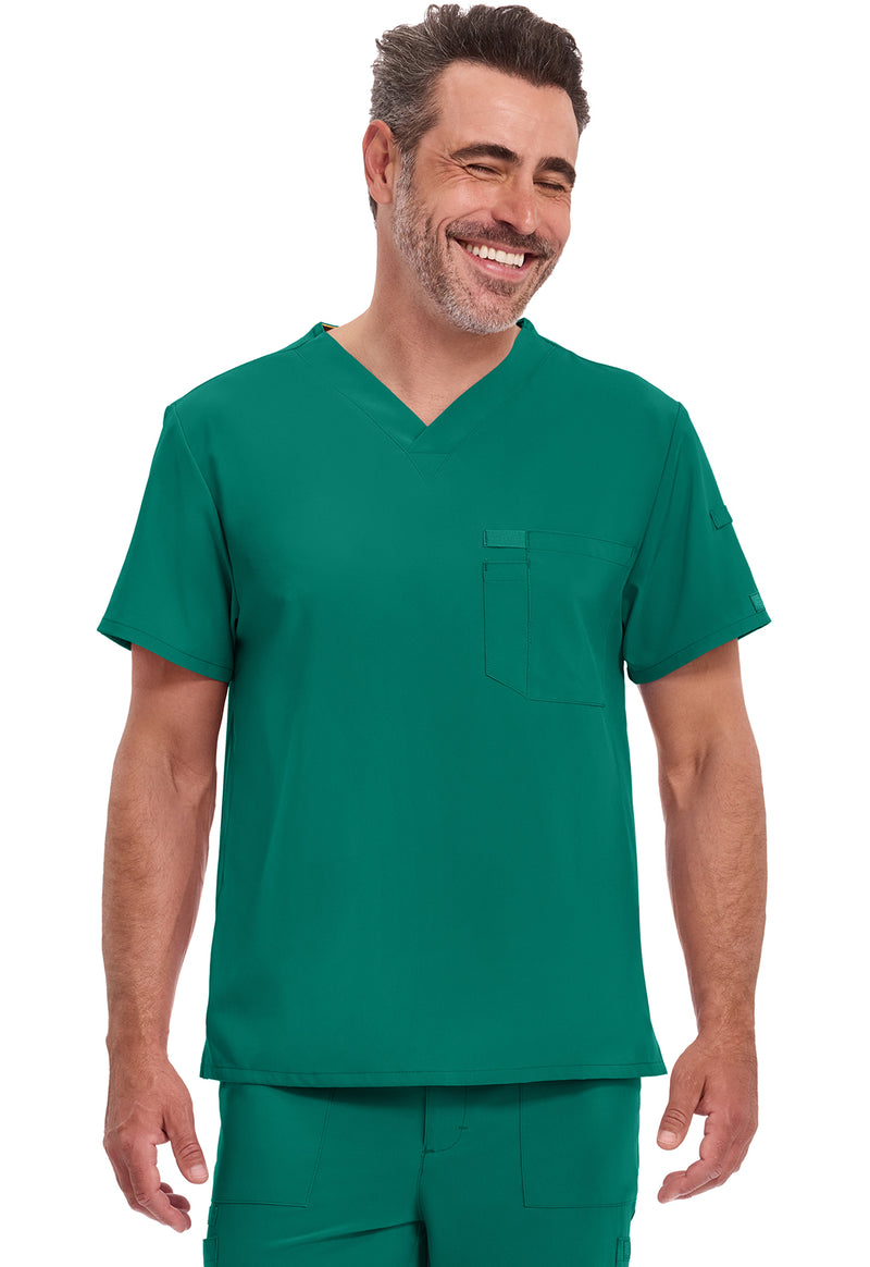 Hunter Green - Dickies EDS Essentials Men Scrub Top - Front View