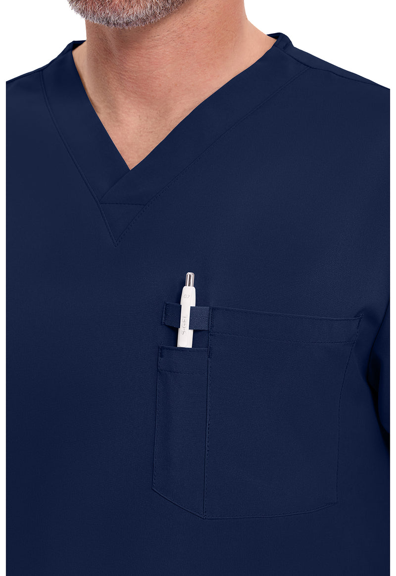 Navy - Men's Tuckable V-Neck Scrub Top (View 2)