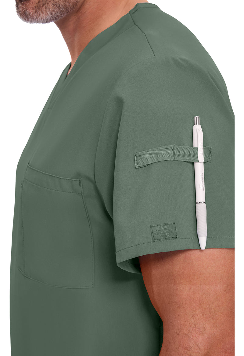 Olive - Men's Tuckable V-Neck Scrub Top (View 3)