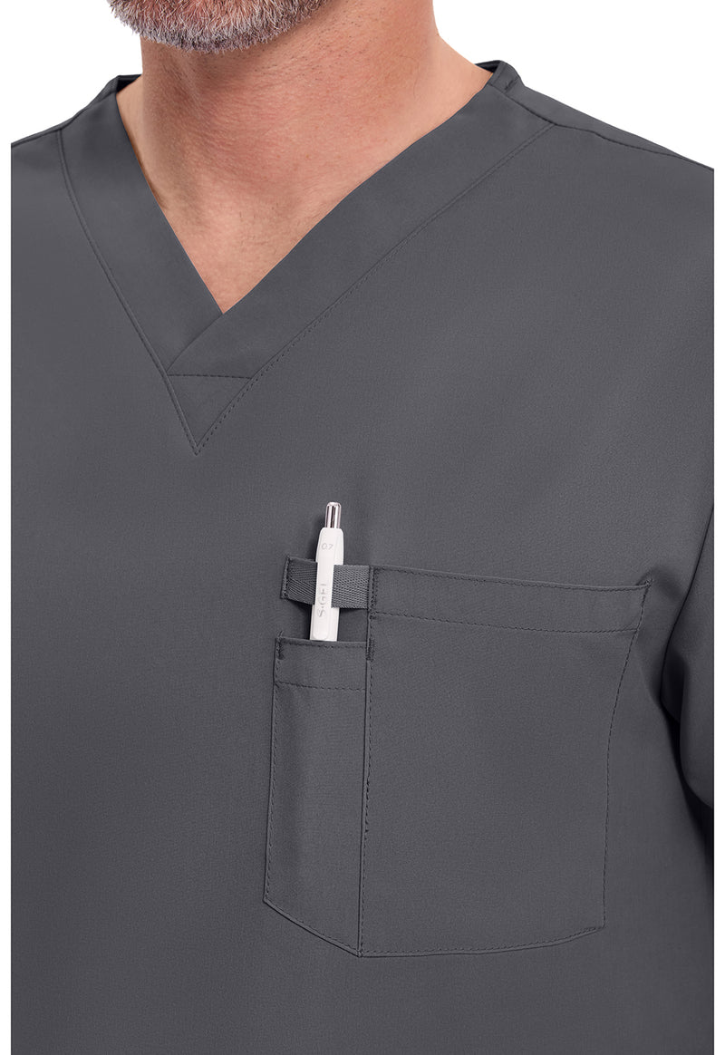 Pewter - Men's Tuckable V-Neck Scrub Top (View 2)