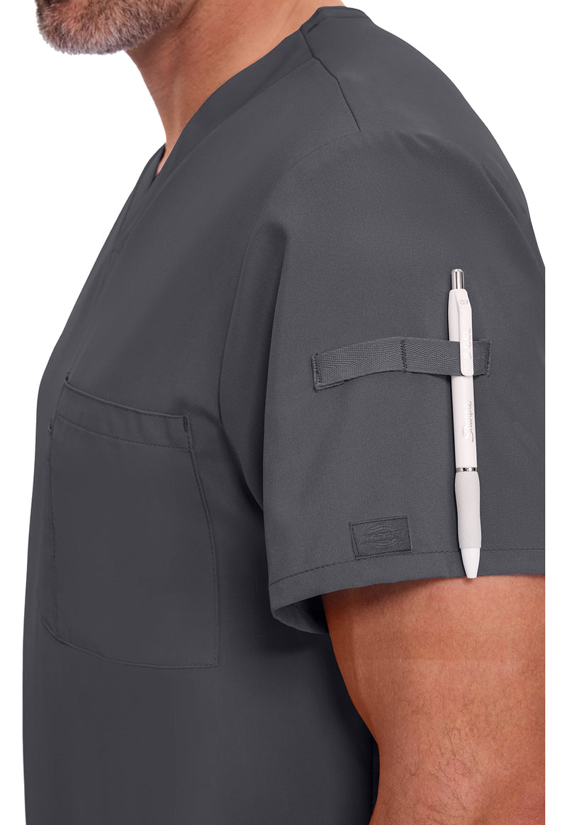 Pewter - Men's Tuckable V-Neck Scrub Top (View 3)