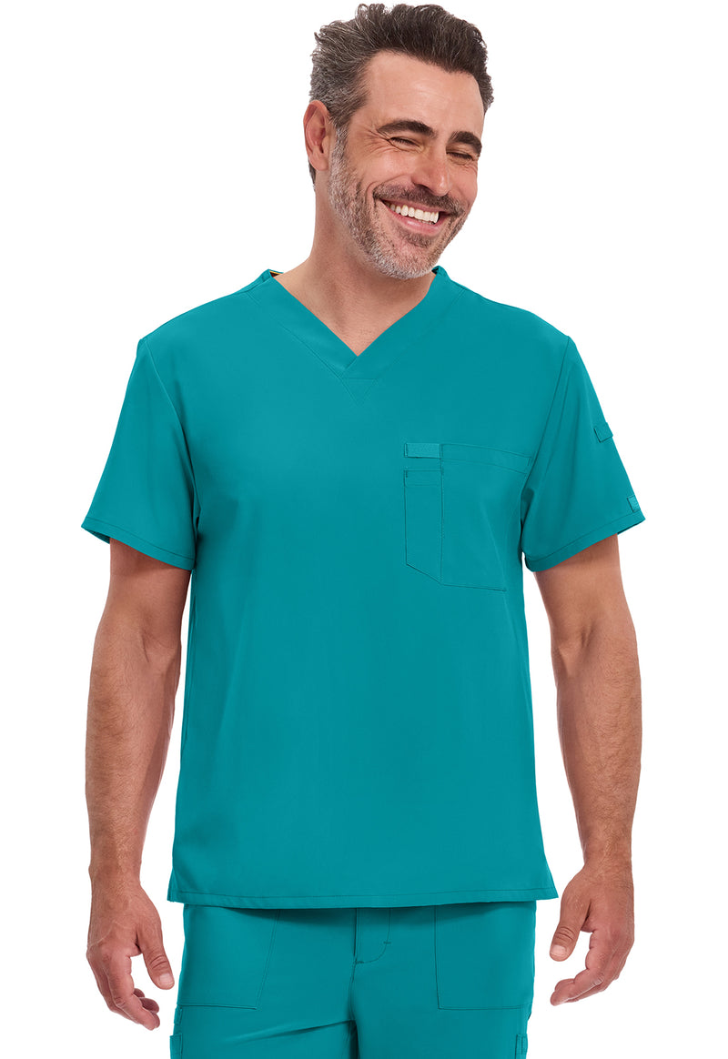 Teal Blue - Dickies EDS Essentials Men Scrub Top - Front View